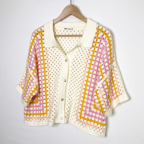 New In M/L polo Multicolored crochet cardigan - Picture 7 of 10